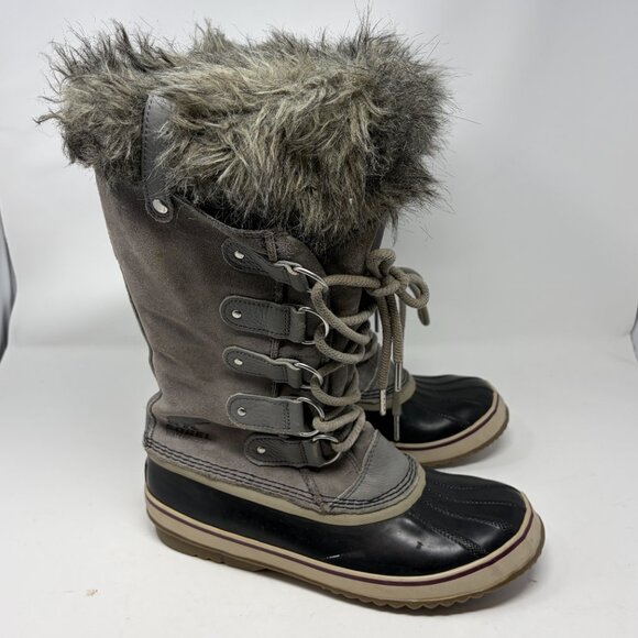 Sorel Joan of Arctic tall boots grey 11 women suede waterproof faux fur - Picture 1 of 14